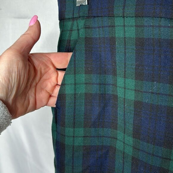 J.Crew Tartan Plaid Green/Navy Wool Blend Lined Pants. Size 6. - Picture 4 of 12